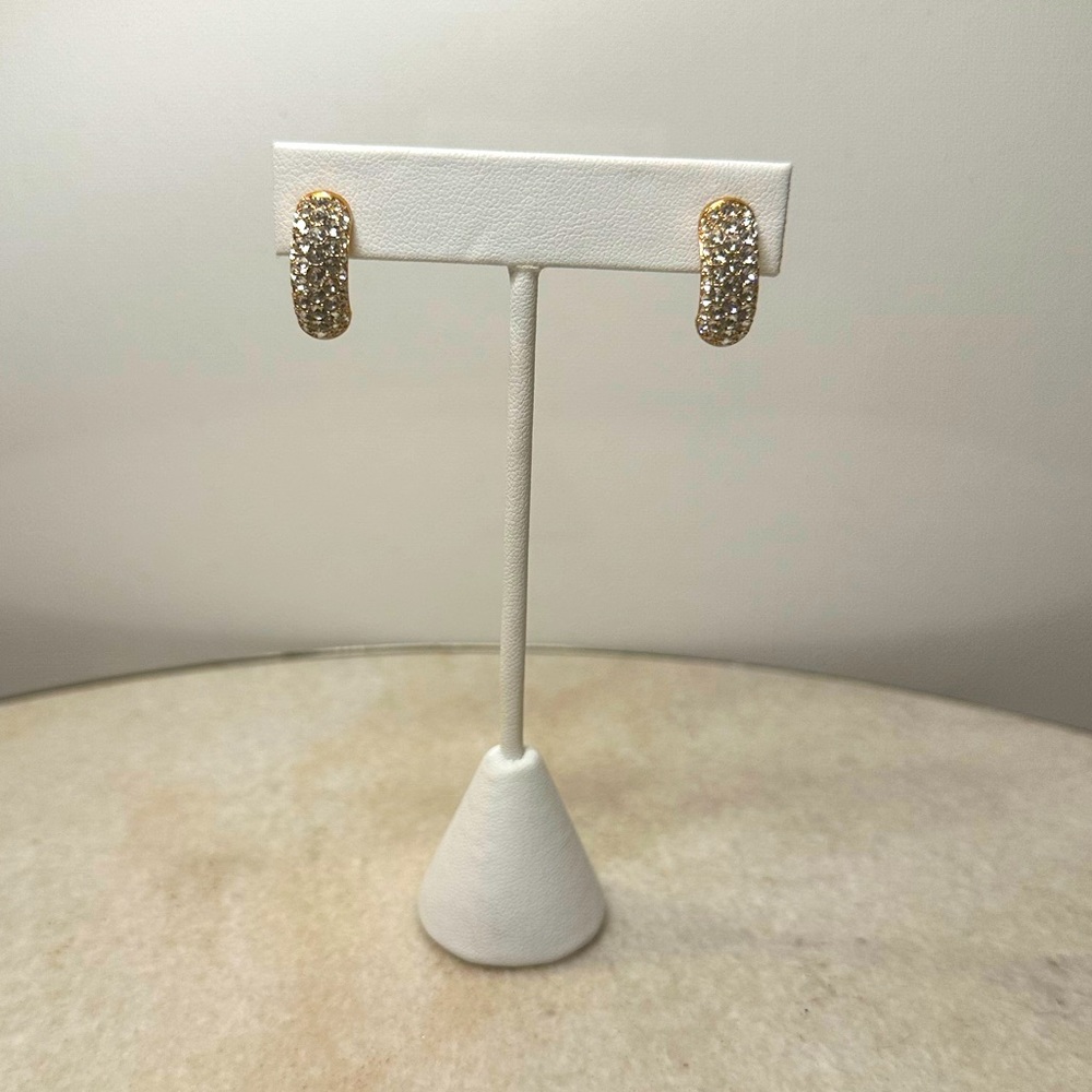 Swarovski Crystal Gold / clear crystal pave half hoop earring